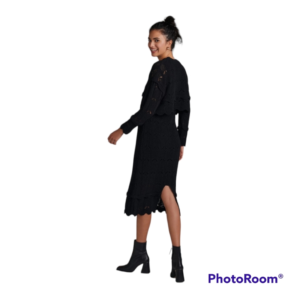 Anthropologie Black Midi Dress